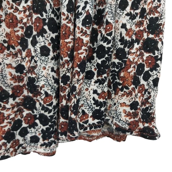 Free People Boho Top Womens Small Brown Sleeveless Pleated Round Neck Floral - Picture 6 of 8